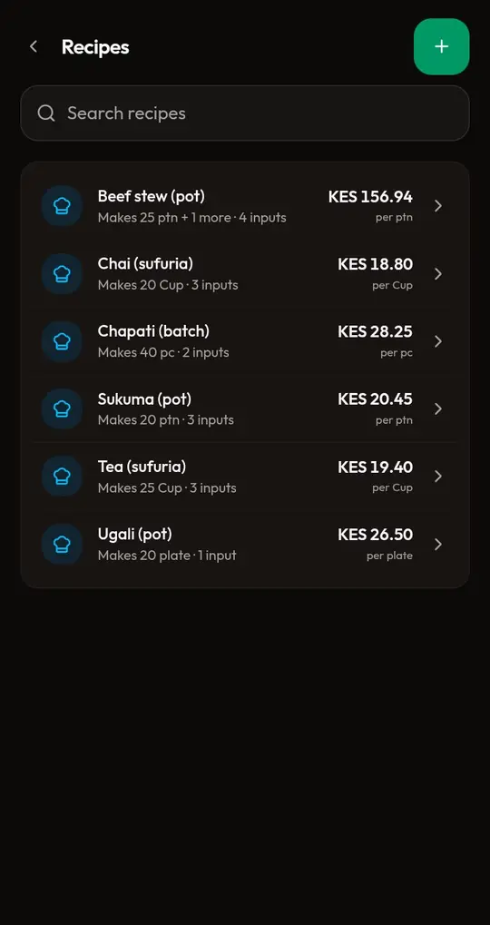 Open Recipes and tap +