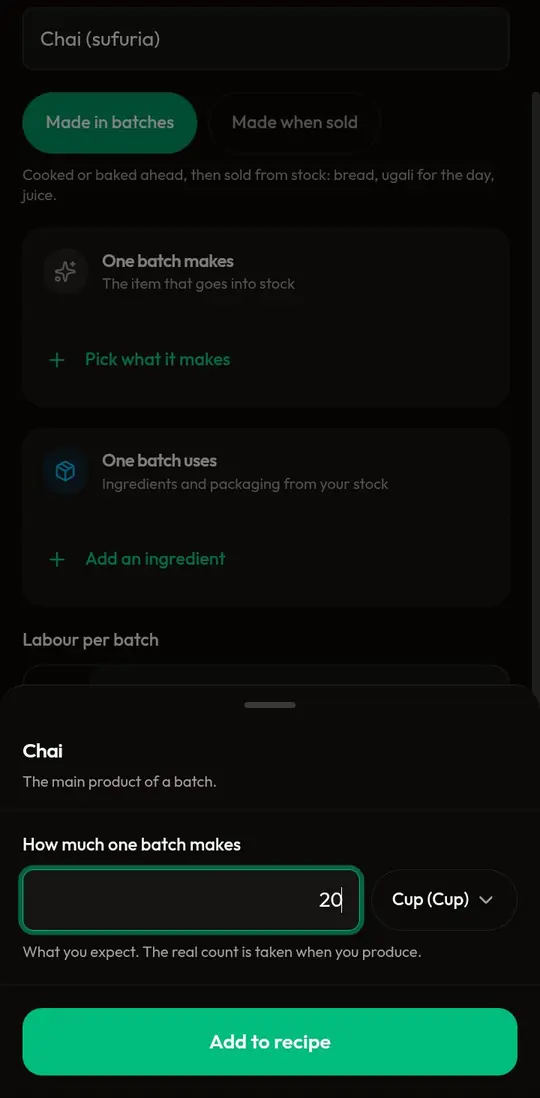 How much one sufuria makes
